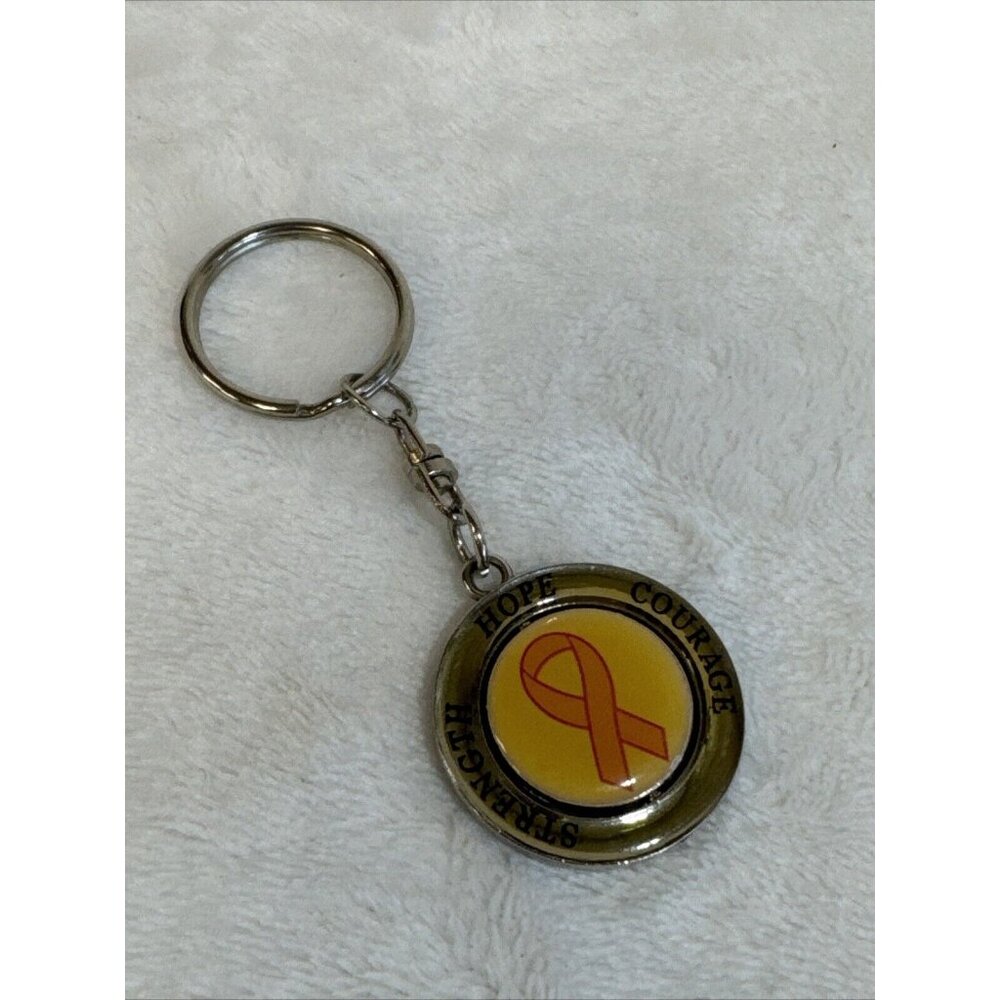 Strength Hope Courage Pink Ribbon Breast Cancer Key Chain Twirl Middle 3.7"